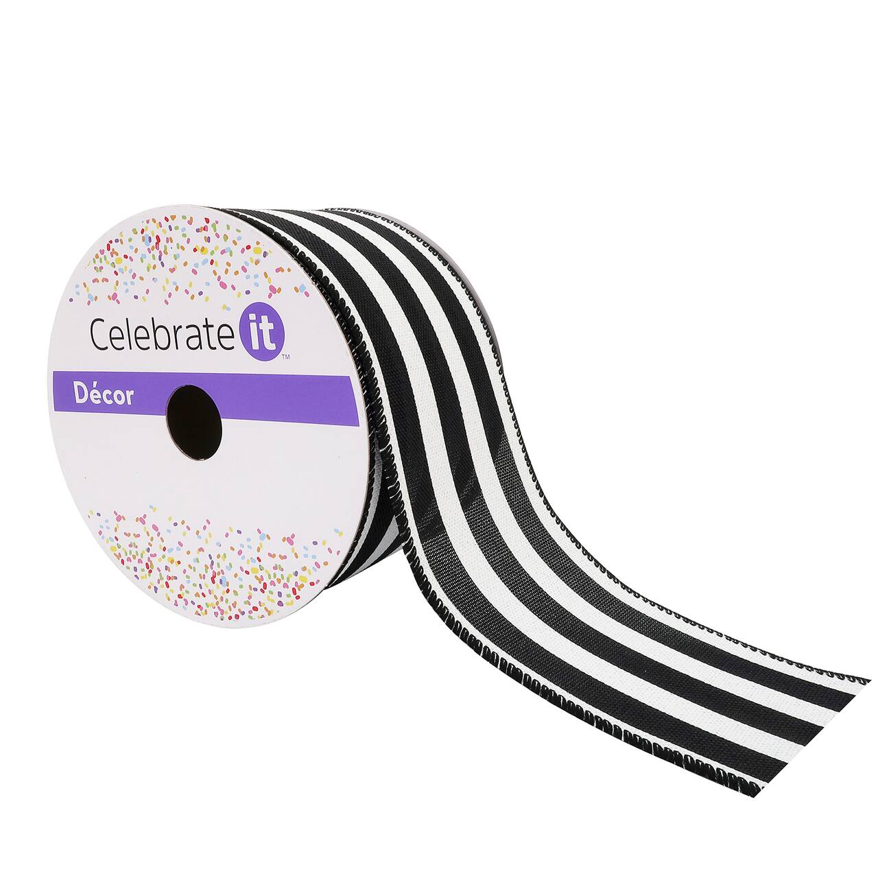 12 Pack: 2.5" x 25ft. Faux Linen Wired Thick Striped Ribbon by Celebrate It™ Décor
